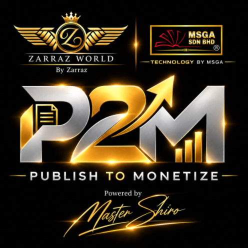 P2M Publish to Monetize, by Zarraz World and MSGA SDN BHD, powered by Master Shiro